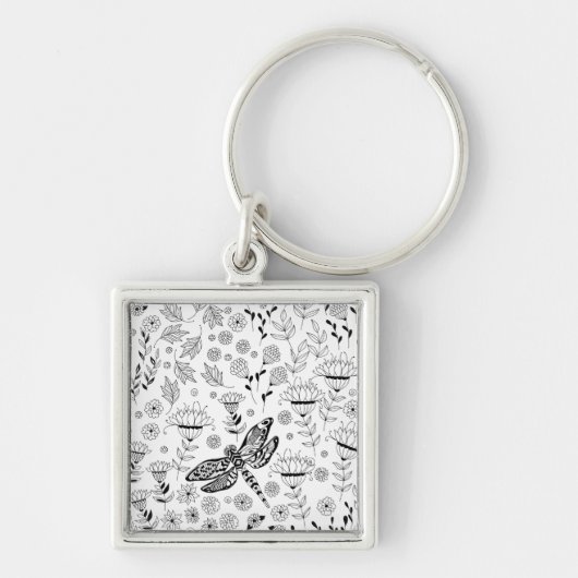 Dragonfly en bloemen sleutelhanger (Voorkant)