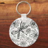 Dragonfly en bloemen sleutelhanger (Voorkant)