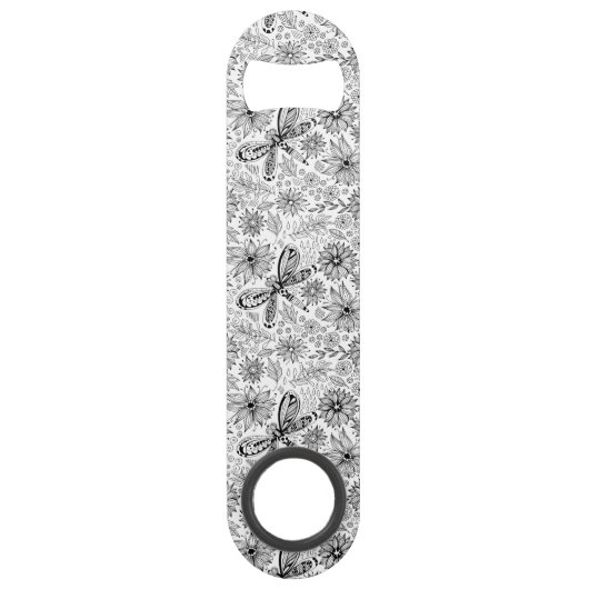 Dragonfly en bloemen speed flessenopener (Voorkant)