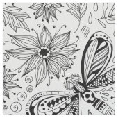 Dragonfly en bloemen stof (Close Up)