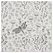 Dragonfly en bloemen stof (Close Up)