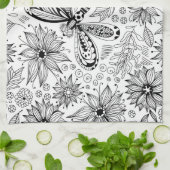 Dragonfly en bloemen theedoek (Gevouwen)