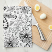 Dragonfly en bloemen theedoek (Quarter Fold)