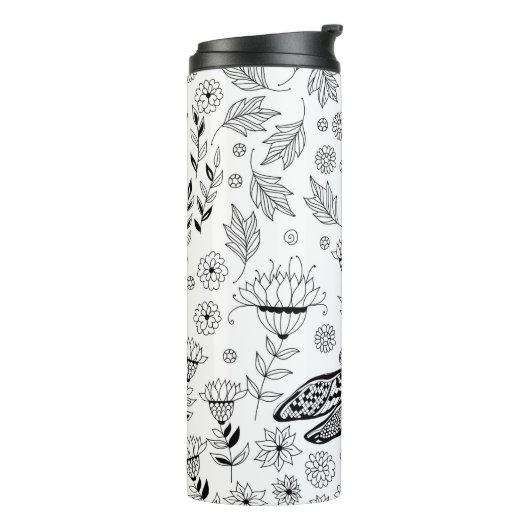 Dragonfly en bloemen thermosbeker (Gedraaid links)