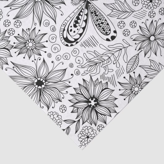 Dragonfly en bloemen tissuepapier (Detail)