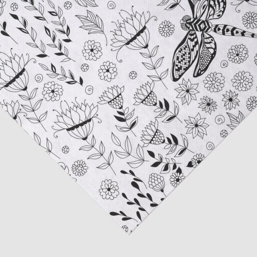 Dragonfly en bloemen tissuepapier (Detail)