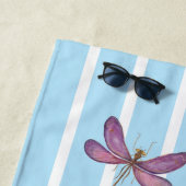 Dragonfly en bloemige Waterverf wassen met strepen Strandlaken (In situ)