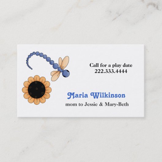 Dragonfly- en Bloemkaart Contactkaartje (Voorkant)