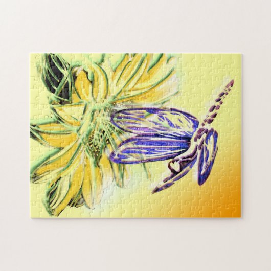 Dragonfly en daisy puzzle legpuzzel (Horizontaal)