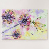 Dragonfly en Dandelions - Waterverf schilderen Legpuzzel (Horizontaal)
