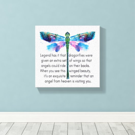 Dragonfly en Engelen Canvas Afdruk (Insitu (Houten vloer))