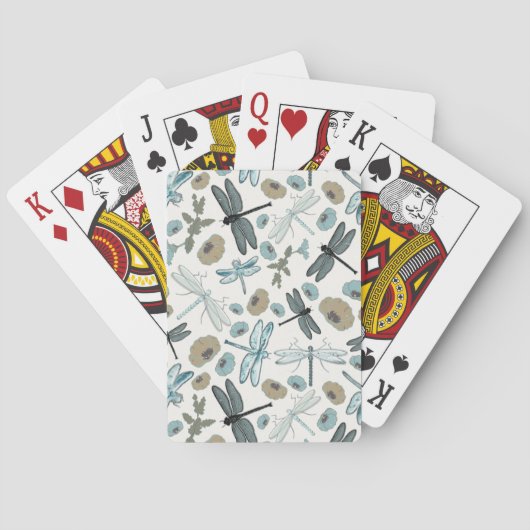 Dragonfly en Floral Pattern Pokerkaarten (Achterkant)