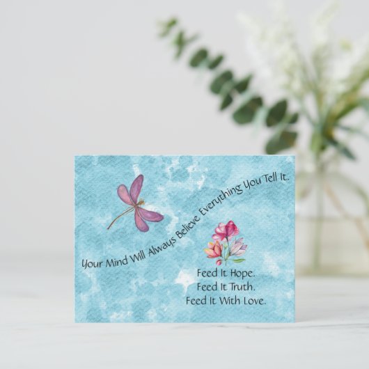 Dragonfly en Floral Waterverf Briefkaart (Staand voorkant)