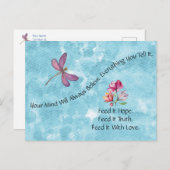 Dragonfly en Floral Waterverf Briefkaart (Voorkant / Achterkant)