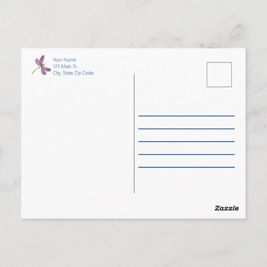 Dragonfly en Floral Waterverf Briefkaart (Achterkant)