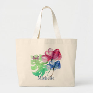 Dragonfly en Floral Waterverf Grote Tote Bag