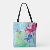 Dragonfly en Floral Waterverf Tote Bag (Achterkant)