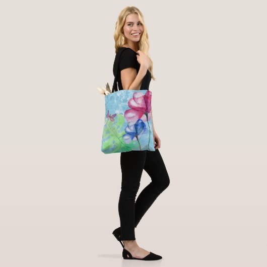Dragonfly en Floral Waterverf Tote Bag (Op model)