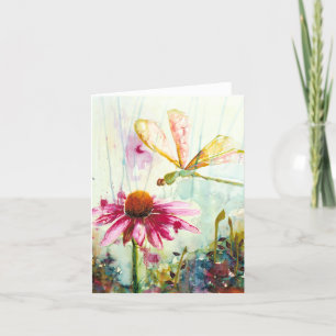 Dragonfly en Flower BLANK Wenskaart Bedankkaart