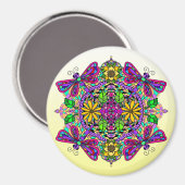 Dragonfly en Flowers Mandala Magnet (Voorkant / Achterkant)