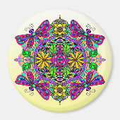 Dragonfly en Flowers Mandala Magnet (Voorkant)