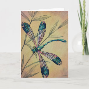  Dragonfly en Foliage Waterverf Art Kaart