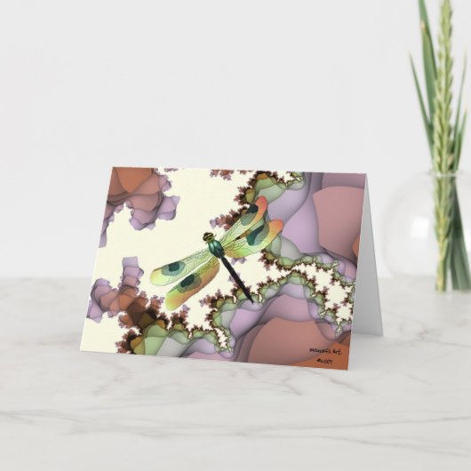 Dragonfly en Fractals Birthday Kaart (groot afdruk (Voorkant)