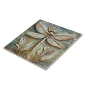 Dragonfly en gebladerte Faux Relief Tegeltje (Zijkant)