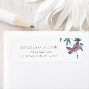 Dragonfly en Greenery Couple Wedding Address Etiket