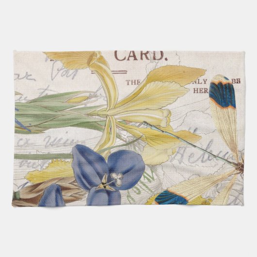 Dragonfly en Irises Theedoek (Horizontaal)