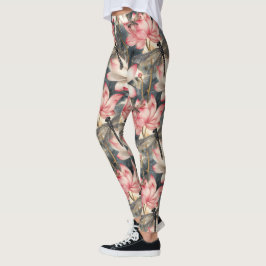 Dragonfly en Lichtroze Lotus Design Leggings