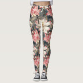 Dragonfly en Lichtroze Lotus Design Leggings (Voorkant)