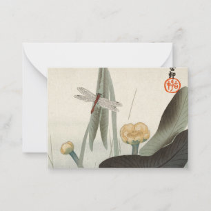 Dragonfly en Lotus, 1920, door Ohara Koson Notitiekaartje