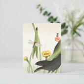 Dragonfly en Lotus door Ohara Koson, Japanse kunst Briefkaart (Staand voorkant)