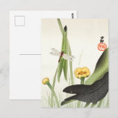 Dragonfly en Lotus door Ohara Koson, Japanse kunst Briefkaart (Voorkant / Achterkant)