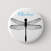 Dragonfly en naampin ronde button 5,7 cm (Voorkant)