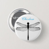 Dragonfly en naampin ronde button 5,7 cm (Voorkant /achterkant)