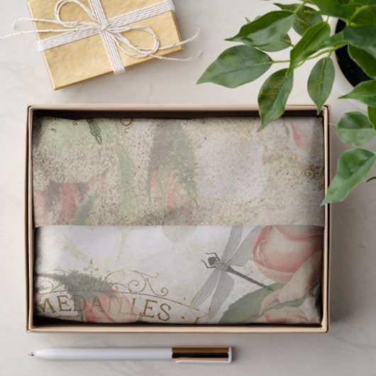 dragonfly en ontkoppeling van Rozen Tissuepapier (Geschenk)