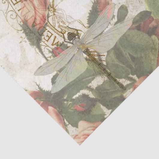 dragonfly en ontkoppeling van Rozen Tissuepapier (Detail)