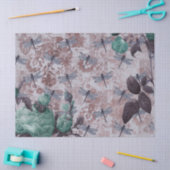 Dragonfly en Paarse Floral Newsprint Tissuepapier (Craft)