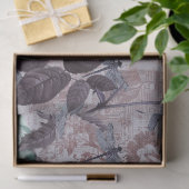 Dragonfly en Paarse Floral Newsprint Tissuepapier (Geschenk)