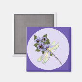 Dragonfly en Pansies Magneet (Voorkant / Achterkant)