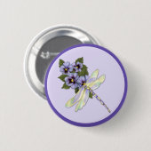 Dragonfly en Pansies Ronde Button 5,7 Cm (Voorkant /achterkant)