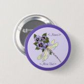 Dragonfly en Pansies Ronde Button 5,7 Cm (Voorkant /achterkant)