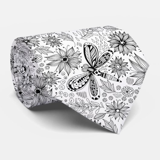 Dragonfly en stropdas van doodle bloemen (Opgerold)