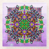 Dragonfly en Vloer Gevoelig Paars kleurrijk Glazen Onderzetter (Voorkant)