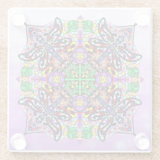 Dragonfly en Vloer Gevoelig Paars kleurrijk Glazen Onderzetter (Achterkant)