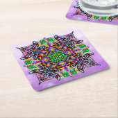 Dragonfly en Vloer Gevoelig Paars kleurrijk Kartonnen Onderzetters (Schuin)