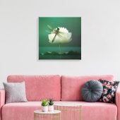 Dragonfly en Water Lily Canvas Afdruk (Insitu (Woonkamer))