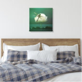 Dragonfly en Water Lily Canvas Afdruk (Insitu (Slaapkamer))